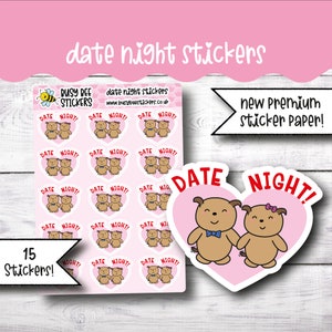 Datum Nacht Planner Aufkleber, Datum Nacht, Dating Aufkleber, Herz, Liebe, funktionale Aufkleber, vertikale Planner