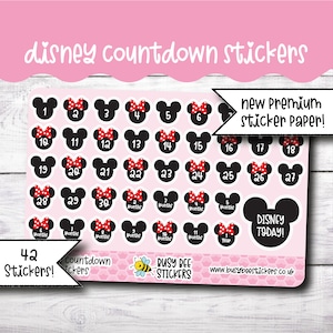 Disney Countdown Aufkleber, Planer Aufkleber, Disney World, Disneyland, Urlaubsaufkleber, Vertikaler Planer, Disney Urlaub