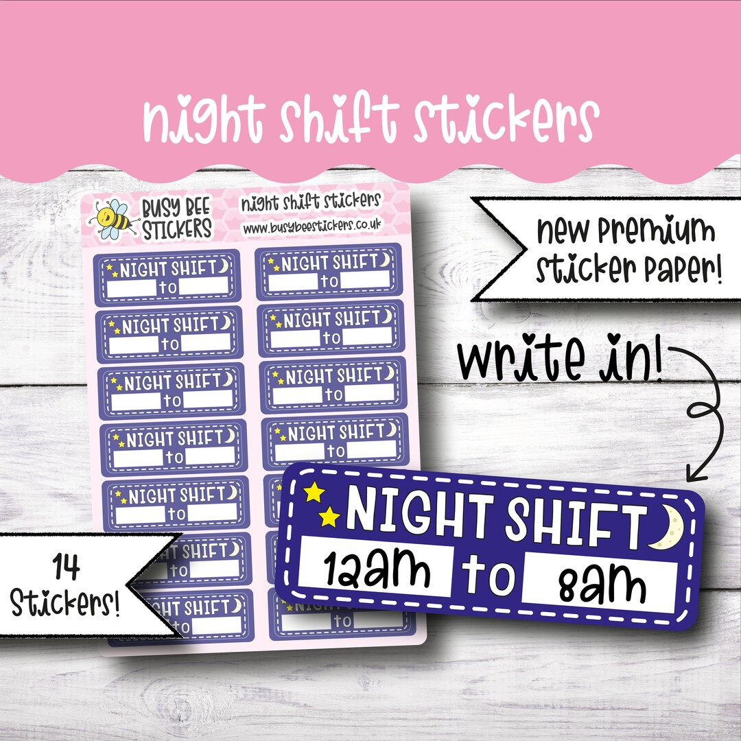 Work Shift Sticker Night Shift Planner Stickers, Work Planner Stickers, Functional ...