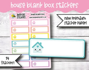 House Planner Stickers, Blank Box, Rent Due Stickers, Mortgage Due Stickers, Tracker, Kawaii,   Vertical Planner