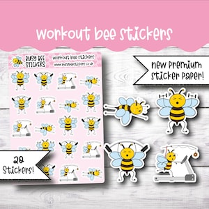 Workout Sticker, Fitness Sticker, Diät, Gewichte, Laufband, Gym, Biene Sticker, Vertikaler Planner