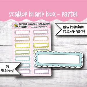 Scallop Box Planner Stickers, Scalloped Stickers, Quarter Box, Blank Box, Functional Stickers,   Vertical Planner