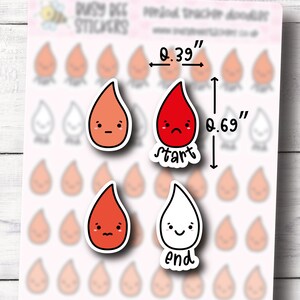 Period Tracker Planner Stickers, Period Tracker, Functional, Kawaii Stickers, Personal Health, Vertical Planner image 2