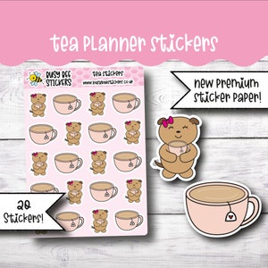 Tee Planer Aufkleber, Eistee Aufkleber, Tee-Party Planner Aufkleber, handgezeichnet, vertikaler Planer
