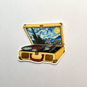 Van Gogh Record Player Starry Night Vinyl Sticker