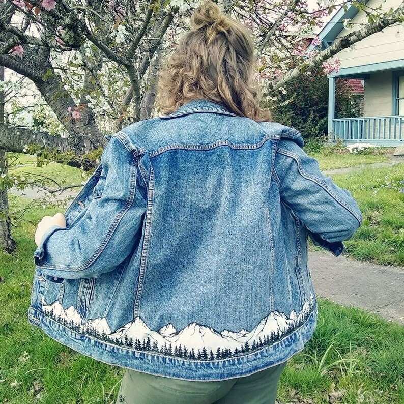 Painted black men's jean jacket