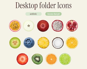 Desktop Icon Folder Fruit Bundle | Aesthetic MacBook, iMac, Windows & PC Digital Icons