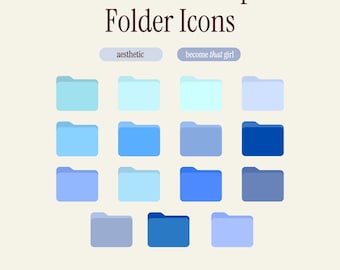 Desktop Icon Folder Bundle Blue | Aesthetic MacBook, iMac, Windows & PC Digital Icons