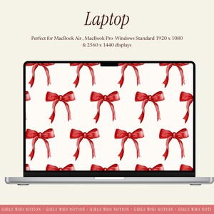 Red Bow Digital Wallpaper Bundle | Aesthetic Desktop, iPad & iPhone Backgrounds | Cute Minimal Bow Wallpaper Set image 4