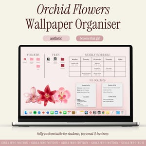 Aesthetic Desktop Wallpaper Organizer + Laptop Plan for College Student, Personal, Business, Weekly/ Work Schedule, Customizable with Canva