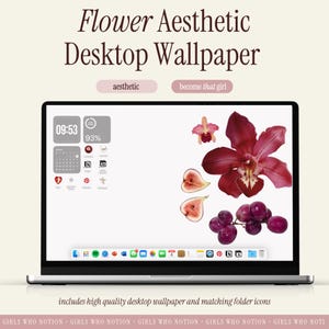 Aesthetic Desktop Wallpaper Organizer Flower College Student, Personal, Business, Weekly/ Work Schedule, Customizable with Canva