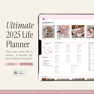 Ultimate Notion Life Planner Template | Pink Aesthetic Digital Planner | Notion Dashboard Organizer | Daily Weekly & Monthly Notion Template