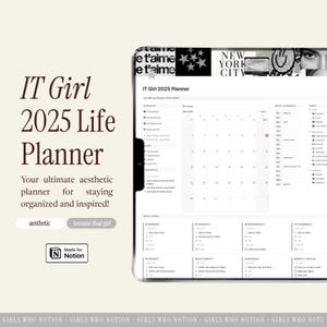 The Ultimate Notion Planner, Notion Template, Notion Planner, Notion Life Planner, Aesthetic Notion Planner, Light and Dark Themes, IT Girl