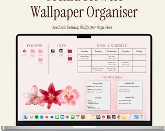 Aesthetic Desktop Wallpaper Organizer + Laptop Plan for College Student, Personal, Business, Weekly/ Work Schedule, Customizable with Canva