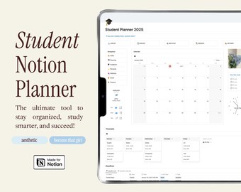 Notion Student Planner 2025: Digital Academic Dashboard (Template)