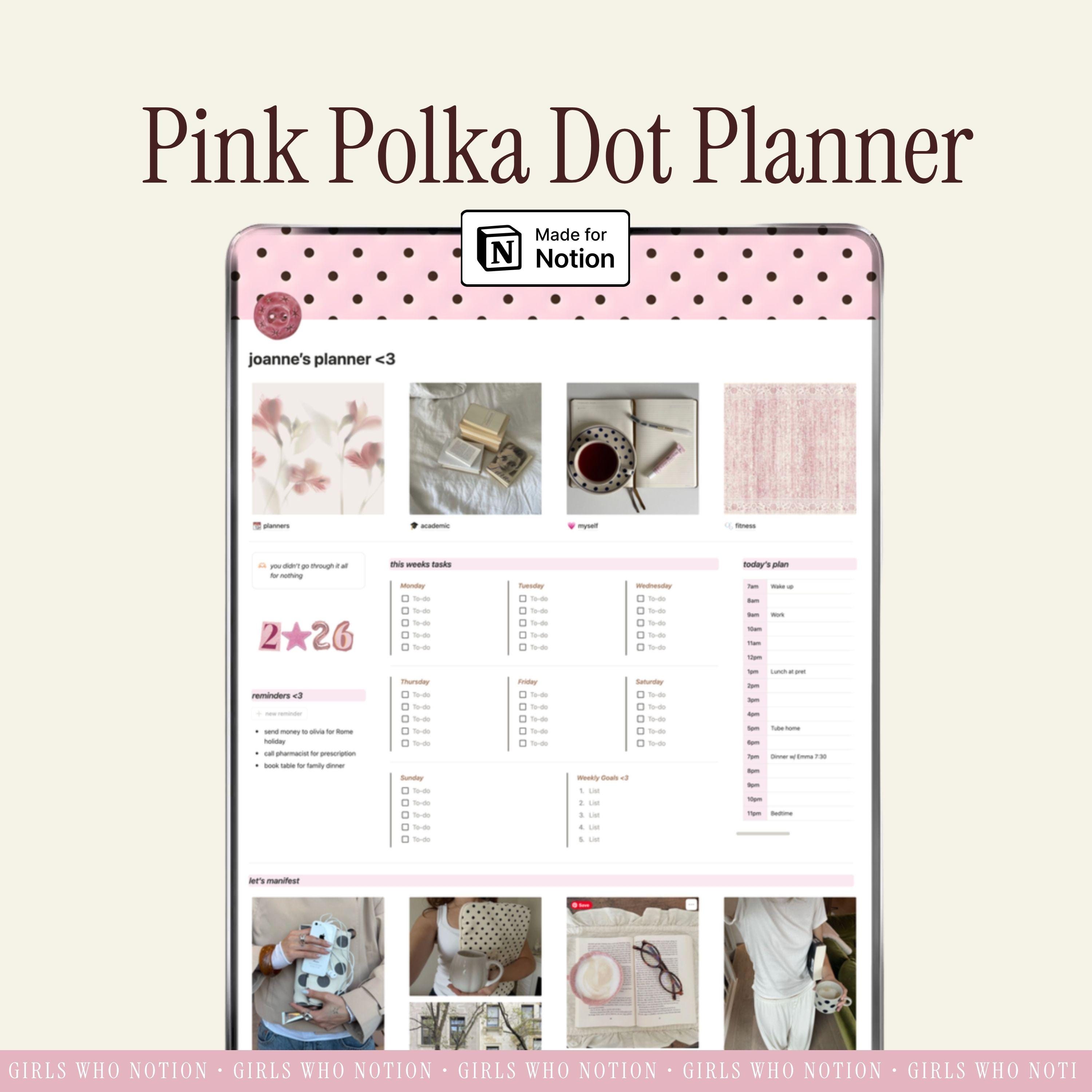 2026 Notion Template Life Planner Notion Polka Dot Dashboard Student ...