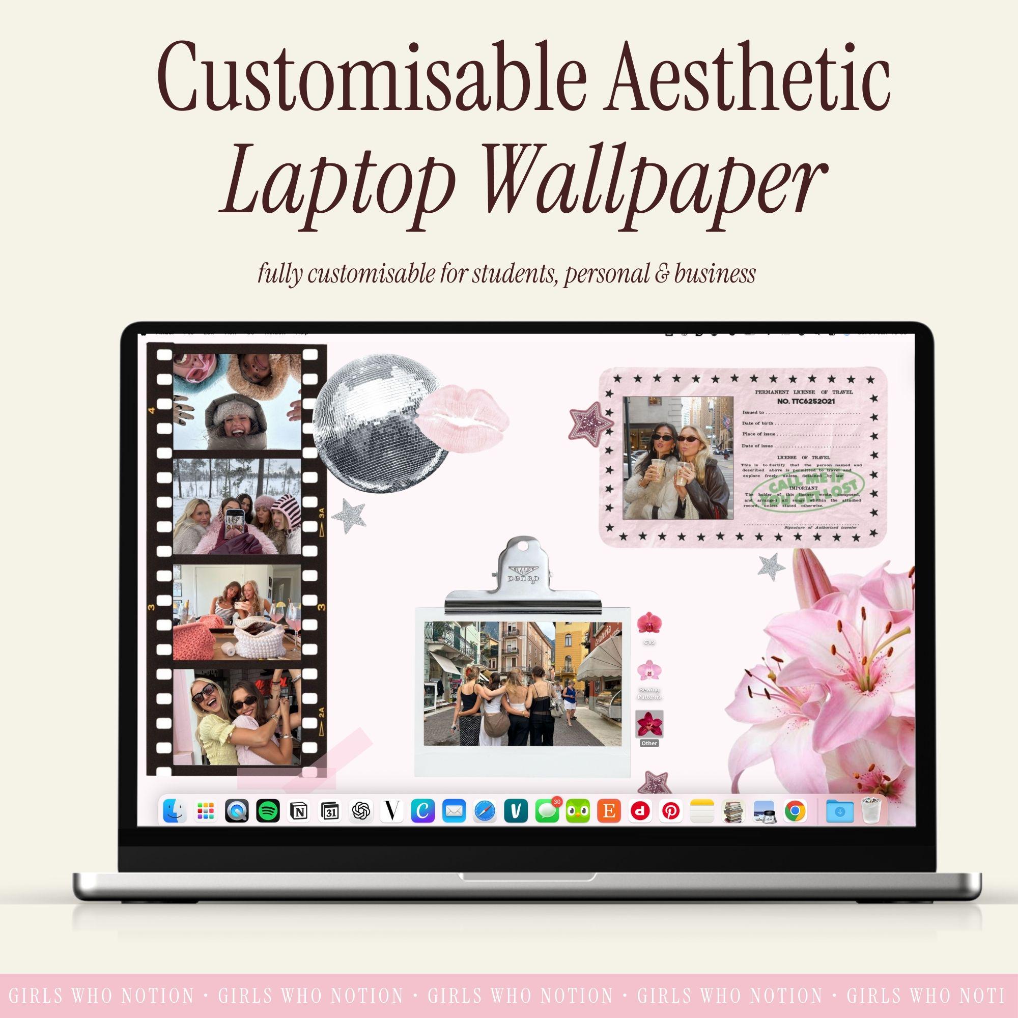 2026 Pink Aesthetic Desktop Wallpaper for Canva | Customisable MacBook ...
