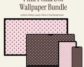 Pink Polka Dot Wallpaper Bundle | Aesthetic Desktop Laptop Macbook iPhone iPad Backgrounds | Cute Minimal Digital Wallpaper Pack