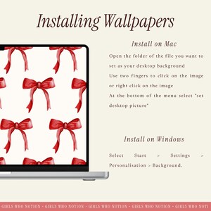 Red Bow Digital Wallpaper Bundle | Aesthetic Desktop, iPad & iPhone Backgrounds | Cute Minimal Bow Wallpaper Set image 9