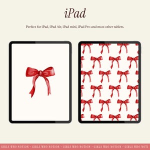 Red Bow Digital Wallpaper Bundle | Aesthetic Desktop, iPad & iPhone Backgrounds | Cute Minimal Bow Wallpaper Set image 5