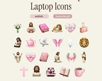 Christian Bible Girl Desktop Icon Folder Bundle | Pink Aesthetic MacBook, iMac, Windows & PC Digital Icons