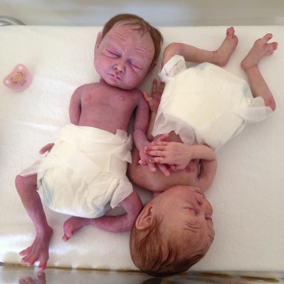 Full body silicone baby twins girls 12 