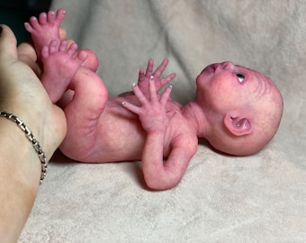 AVAILABLE Prototype full body Silicone premature baby doll Amelia (baby girl ) in soft blend with armatures