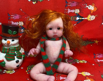 AVAILABLE full body silicone mini doll Mattie (rooted) 7”