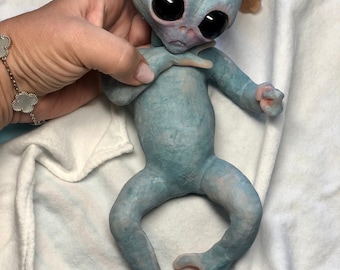 Full body silicone mini baby Alien (gender neutral) in super soft blend 11”