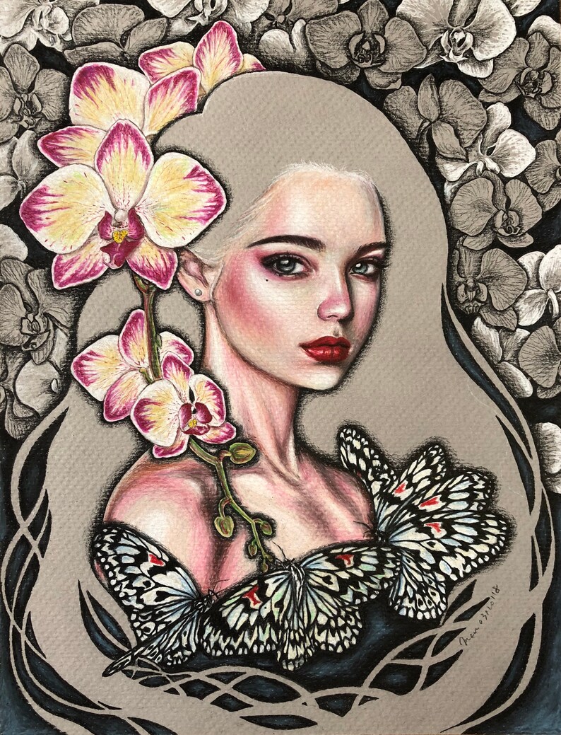 Hudie Colored Pencil Drawing Etsy