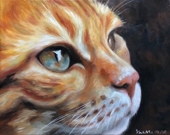 ORIGINAL “Ginger kitty” - oil painting on stretched canvas 8x10”