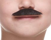 High quality Small Policeman black lustrous fake mustache, self adhesive (S105-SE)
