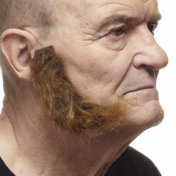 Realistic L shaped brown mutton chops sideburns