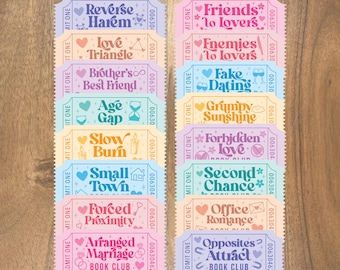Romance Trope Stickers, Spicy Book Tropes, Bookish Gift Decal