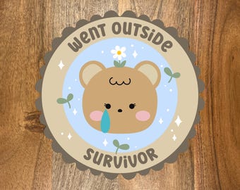Went Outside Survivor, Introvert Sticker, Social Anxiety Sticker