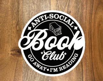 Anti Social Book Club Aufkleber, Introvertierter Leser Aufkleber