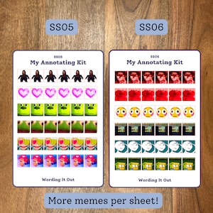 Funny book annotation sticker sheets, meme annotation stickers, book annotation stickers, funny annotating kit