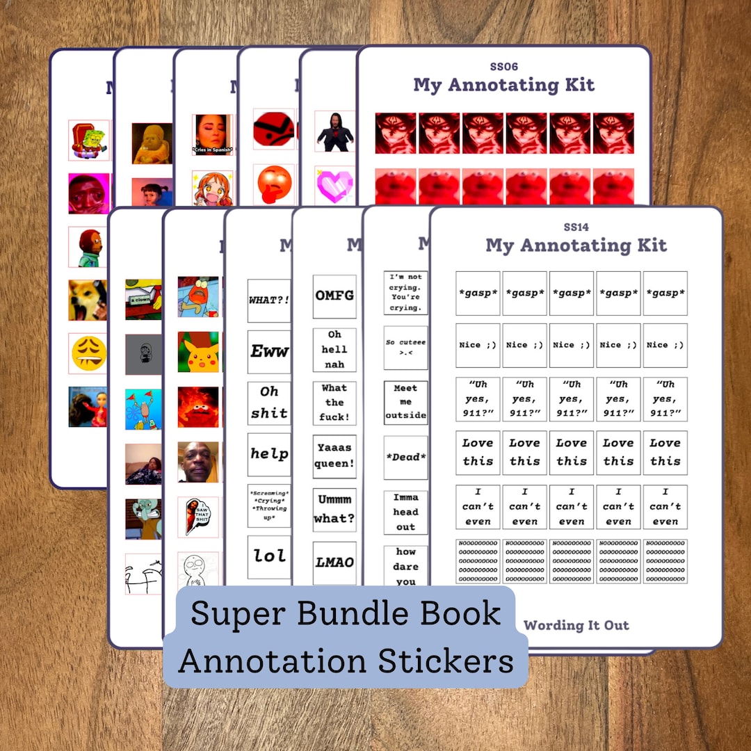 Annotation Sticker Sheet Super Bundle, Meme Book Annotation Sticker ...