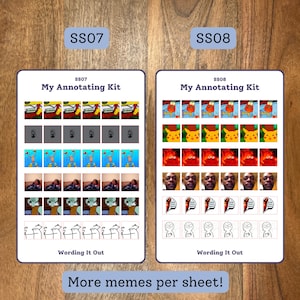 Funny book annotation sticker sheets, meme annotation stickers, book annotation stickers, funny annotating kit