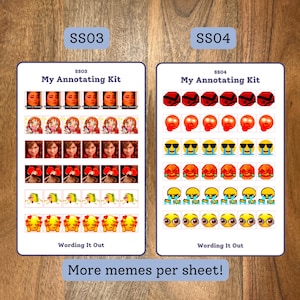 Funny book annotation sticker sheets, meme annotation stickers, book annotation stickers, funny annotating kit