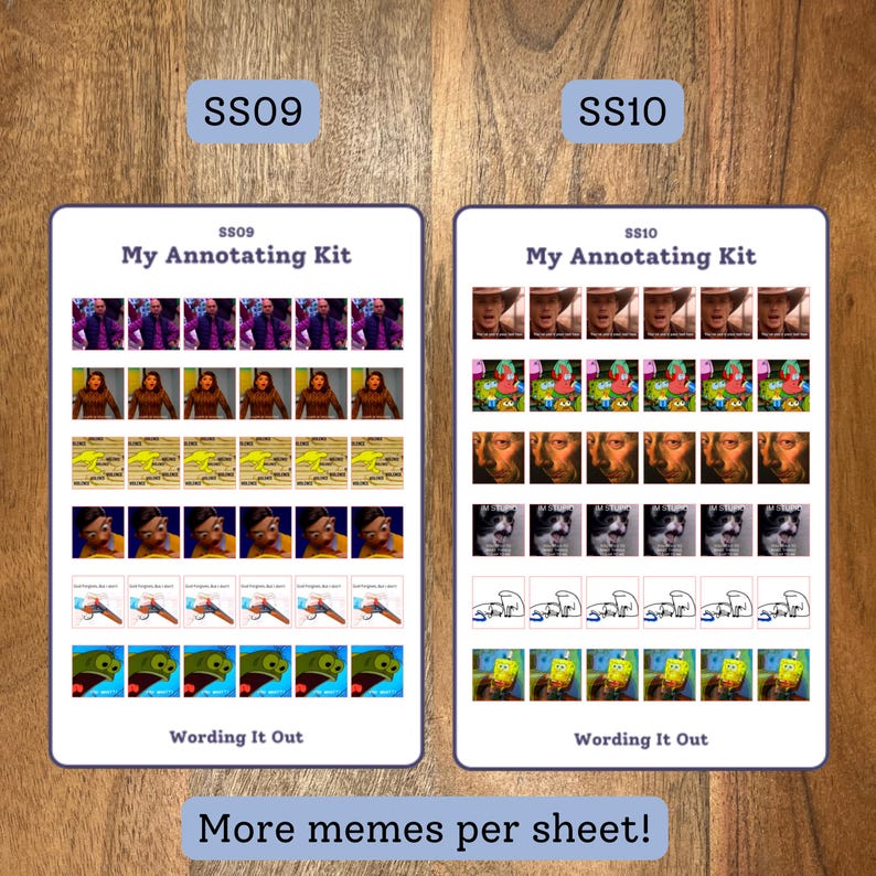 Funny book annotation sticker sheets, meme annotation stickers, book annotation stickers, funny annotating kit