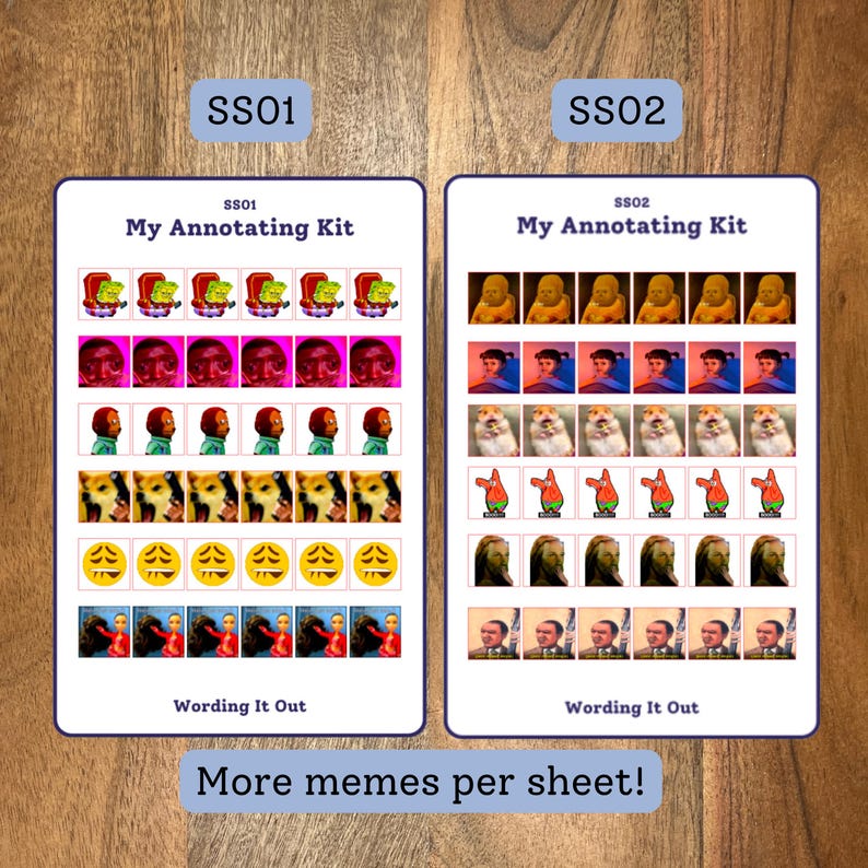 Funny book annotation sticker sheets, meme annotation stickers, book annotation stickers, funny annotating kit
