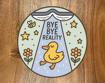 Bye Bye Reality Sticker, Book Lover Laptop Decal, Waterproof Vinyl Art