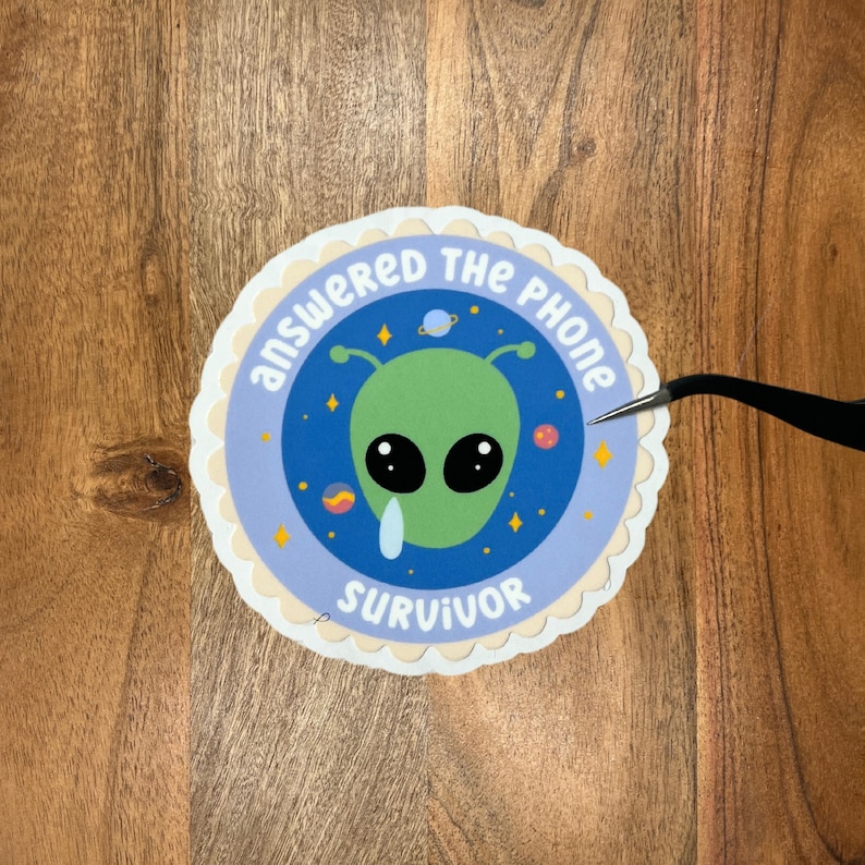 Answered The Phone Survivor Sticker, Phone Call Hater Sticker, Social Anxiety Sticker, Introvert Sticker
