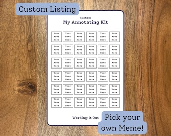 Custom Meme Book Annotation Stickers, Sticker Sheet for Annotating Books