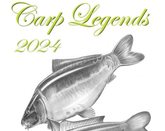 CARP LEGENDS 2024 Handmade Fishing Calendar Featuring Art by Robin Woolnough