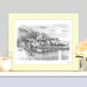 Windsor Castle From Thee River Thames Inspired by Turner Mounted (Ivory)