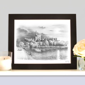 Windsor Castle From Thee River Thames Inspired by Turner Mounted (Black)