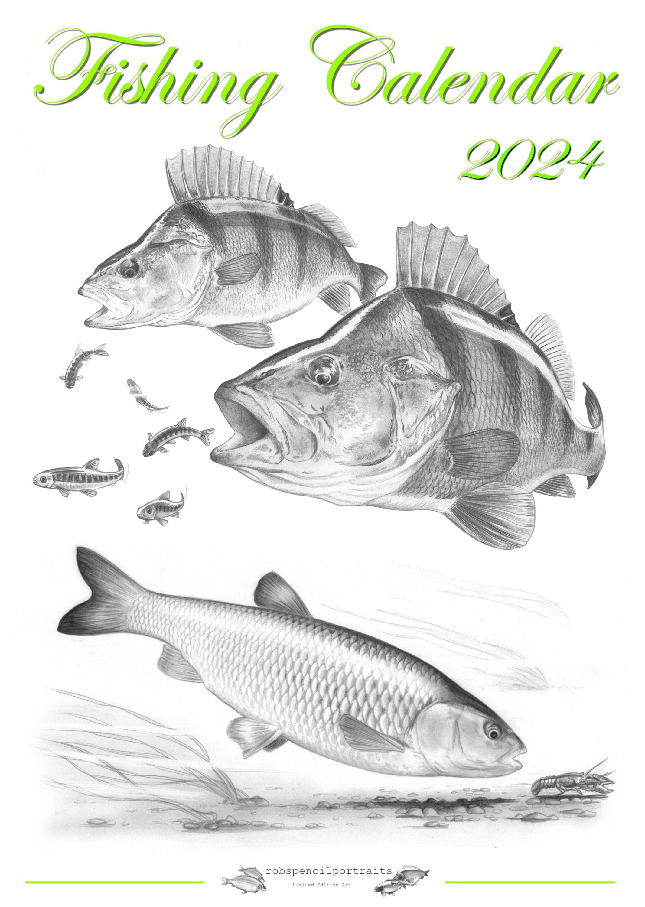 2024 FISHING CALENDAR Featuring Art by Robin Woolnough 2024 Handmade to  Order 