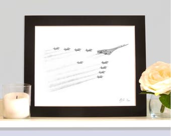 Concorde G-BOAG With the Red Arrows Limited Edition Print Aviation Picture Gift for Dad